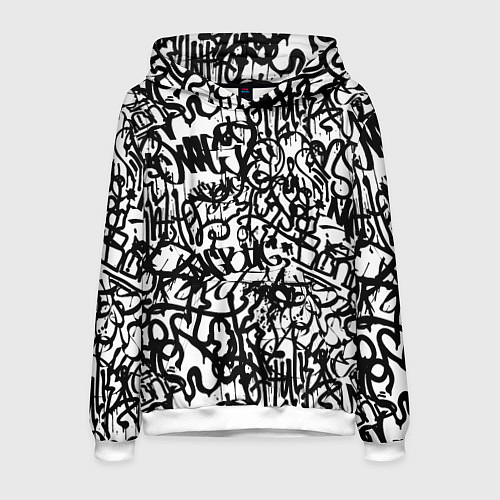 Мужская толстовка Graffiti black on white / 3D-Белый – фото 1