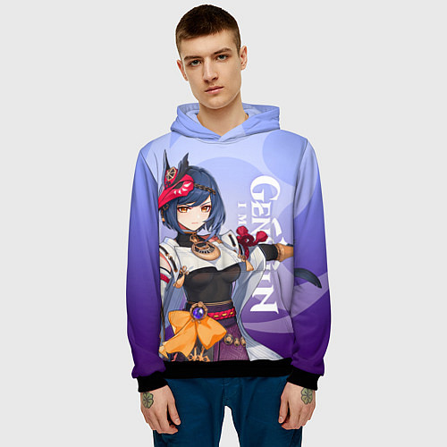 Мужская толстовка Genshin Impact, Сара / 3D-Черный – фото 3