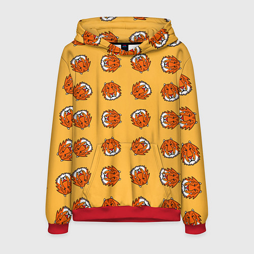 Мужская толстовка Тигры паттерн / 3D-Красный – фото 1