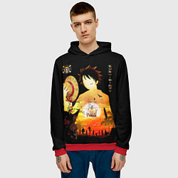 Толстовка-худи мужская Силуэт Луффи One piece, цвет: 3D-красный — фото 2