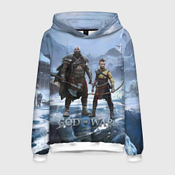 Толстовка-худи мужская Кратос и Атрей Рагнарек, цвет: 3D-белый