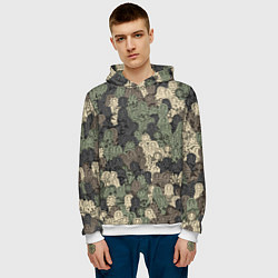 Толстовка-худи мужская Камуфляж из матрёшек, цвет: 3D-белый — фото 2