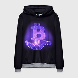 Толстовка-худи мужская BITCOIN IN HAND БИТКОИН, цвет: 3D-меланж