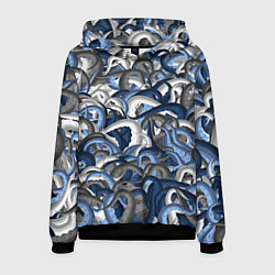 Толстовка-худи мужская Синий камуфляж с щупальцами, цвет: 3D-черный
