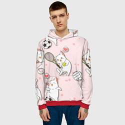 Толстовка-худи мужская Спортивные котики Мяу спорт Z, цвет: 3D-красный — фото 2