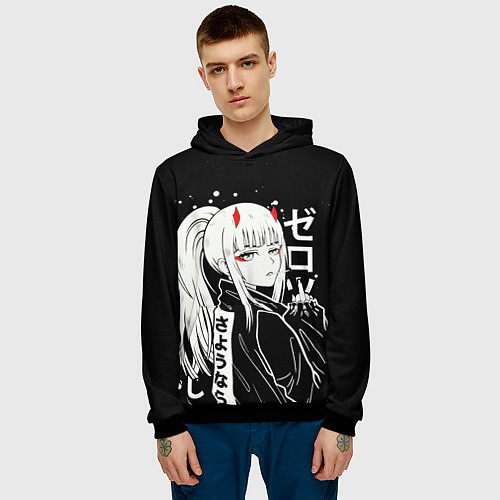 Мужская толстовка Zero Two, Darling in the Franx / 3D-Черный – фото 3