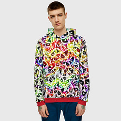Толстовка-худи мужская Веселый узор из грустных котов, цвет: 3D-красный — фото 2