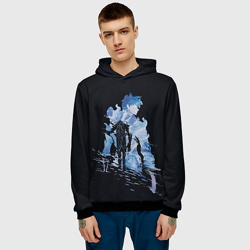 Мужская толстовка Solo leveling силуэт / 3D-Черный – фото 3