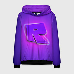 Толстовка-худи мужская ROBLOX NEON LOGO РОБЛОКС, цвет: 3D-черный