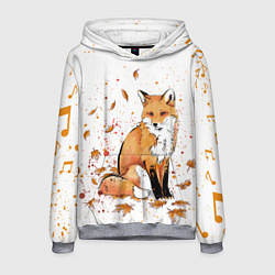 Толстовка-худи мужская ЛИСА В ЛИСТЬЯХ ОСЕННЕЕ НАСТРОЕНИЕ FOX IN THE FORES, цвет: 3D-меланж