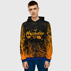 Толстовка-худи мужская HALLOWEEN FOREST BATS ЛЕТУЧИЕ МЫШИ В ЛЕСУ ХЕЛЛОУИН, цвет: 3D-синий — фото 2