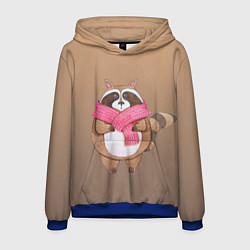 Толстовка-худи мужская Акварельный енотик, цвет: 3D-синий