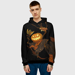 Толстовка-худи мужская Приветливая тыква на Хэллоуин, цвет: 3D-черный — фото 2