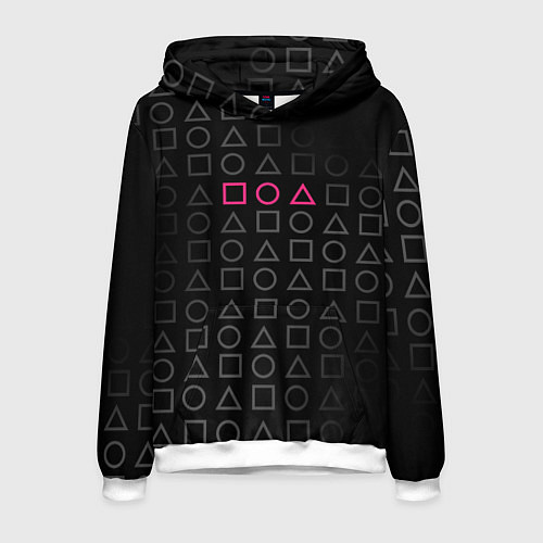 Мужская толстовка ИГРА В КАЛЬМАРА, ФИГУРЫ ГЕОМЕТРИЧЕСКИЙ УЗОР / 3D-Белый – фото 1