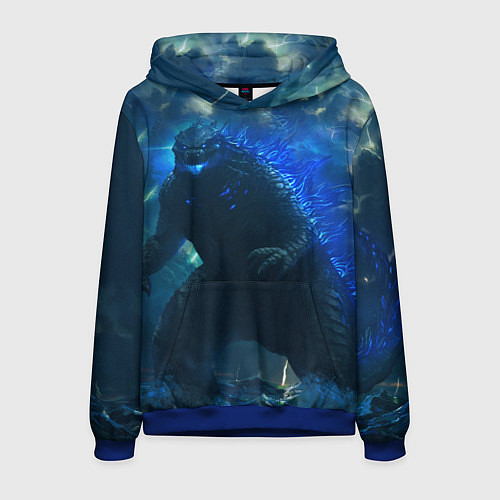 Мужская толстовка ГОДЗИЛЛА В МОРЕ / 3D-Синий – фото 1