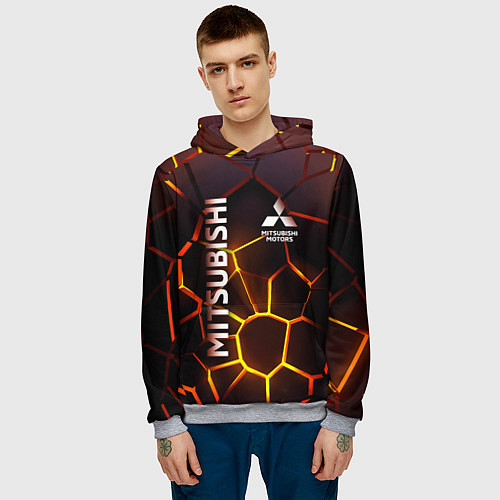 Мужская толстовка Митсубиси подсветка 3D плит / 3D-Меланж – фото 3
