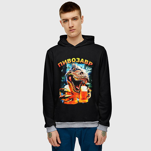 Мужская толстовка Пивозавр надпись на спине / 3D-Меланж – фото 3
