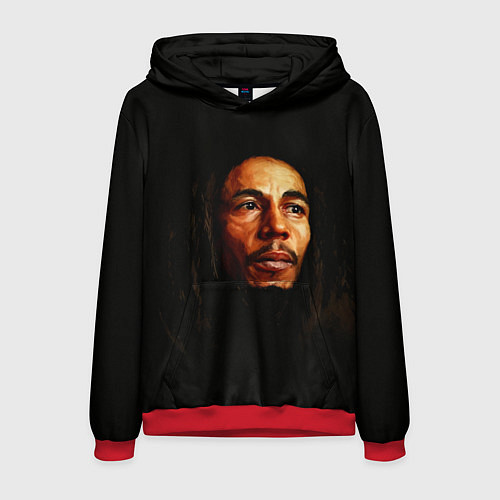 Мужская толстовка Bob Marley Art / 3D-Красный – фото 1