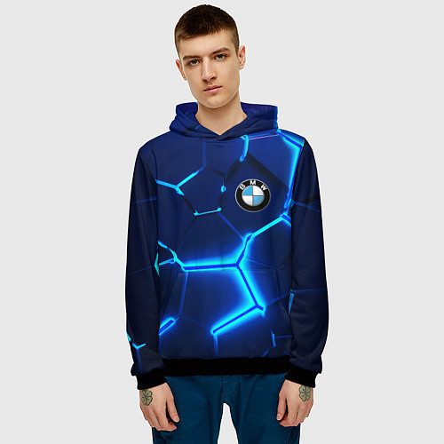 Мужская толстовка BMW LOGO 3Д ПЛИТЫ ГЕОМЕТРИЯ / 3D-Черный – фото 3