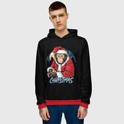Толстовка-худи мужская CHRISTMAS обезьяна, цвет: 3D-красный — фото 2