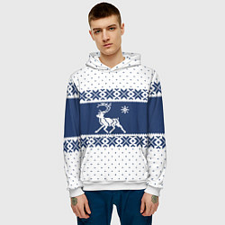 Толстовка-худи мужская Северный Олень звезда, цвет: 3D-белый — фото 2