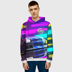 Толстовка-худи мужская NISSAN GT-R SKYLINE, цвет: 3D-белый — фото 2