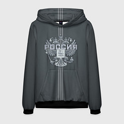 Толстовка-худи мужская Герб Российской Федерации, цвет: 3D-черный