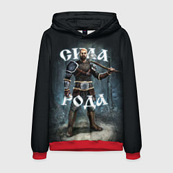Толстовка-худи мужская Сила Рода Славянский воин, цвет: 3D-красный
