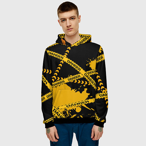 Мужская толстовка Лента DANGER / 3D-Черный – фото 3