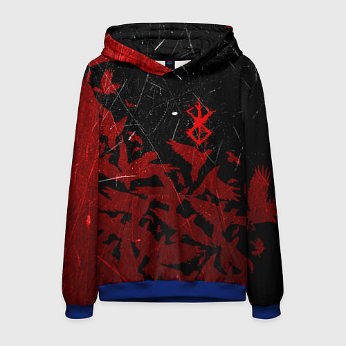 Мужская толстовка БЕРСЕРК КЛЕЙМО ЛОГО СТАЯ ВОРОН, RED CROW / 3D-Синий – фото 1