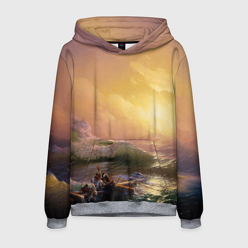 Мужская толстовка Шторм в море девятый вал / 3D-Меланж – фото 1