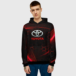 Толстовка-худи мужская Toyota Неоновые соты, цвет: 3D-черный — фото 2