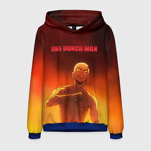 Мужская толстовка Сайтама в огне One Punch-Man / 3D-Синий – фото 1