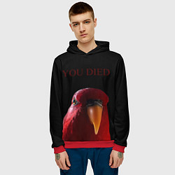 Толстовка-худи мужская Красный попугай Red parrot, цвет: 3D-красный — фото 2