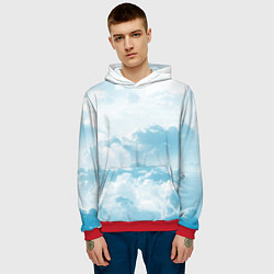 Толстовка-худи мужская Плотные облака, цвет: 3D-красный — фото 2