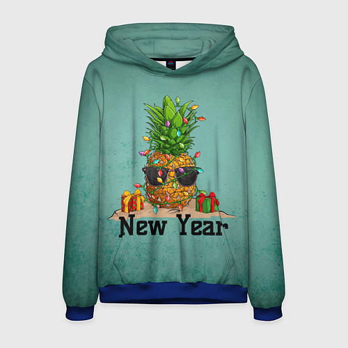 Мужская толстовка Праздничный ананас / 3D-Синий – фото 1