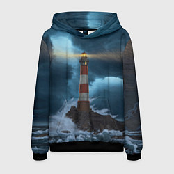 Толстовка-худи мужская НОЧНОЙ МАЯК, цвет: 3D-черный