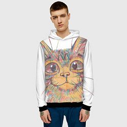 Толстовка-худи мужская A 018 Цветной кот, цвет: 3D-черный — фото 2