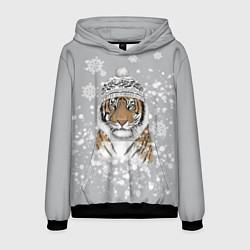 Толстовка-худи мужская Снежный тигр, цвет: 3D-черный