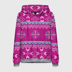 Толстовка-худи мужская Свитер со снежинками, цвет: 3D-меланж