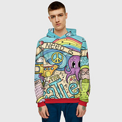 Толстовка-худи мужская All you need is The Beatles, цвет: 3D-красный — фото 2