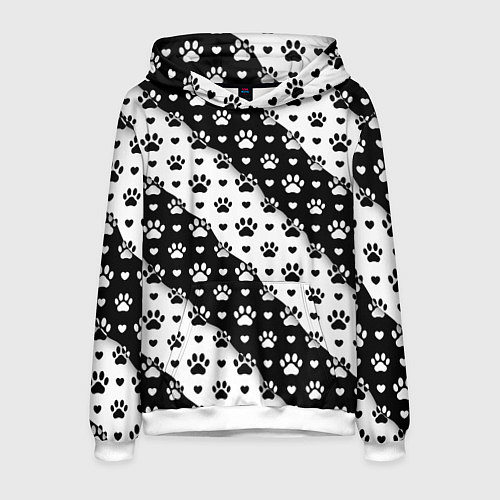 Мужская толстовка Следы от Лап / 3D-Белый – фото 1