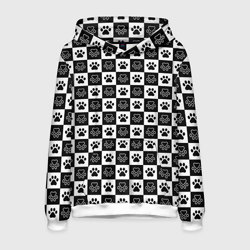 Мужская толстовка Следы на Шахматном Фоне / 3D-Белый – фото 1