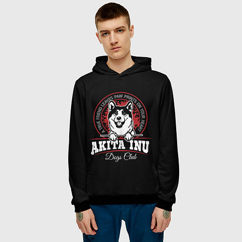 Мужская толстовка Акита-Ину Akita Inu / 3D-Черный – фото 3