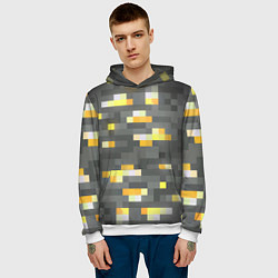 Толстовка-худи мужская Золотая руда - Minecraft, цвет: 3D-белый — фото 2