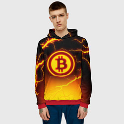 Толстовка-худи мужская ОГНЕННЫЙ БИТКОИН HODL IT BITCOIN, цвет: 3D-красный — фото 2