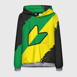 Толстовка-худи мужская JDM GREEN YELLOW LOGO, цвет: 3D-меланж