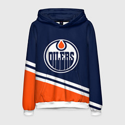 Толстовка-худи мужская Edmonton Oilers Эдмонтон Ойлерз, цвет: 3D-белый