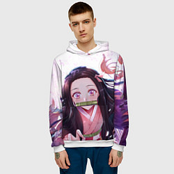 Толстовка-худи мужская Незуко Камадо Nezuko, цвет: 3D-белый — фото 2