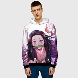 Толстовка-худи мужская Незуко Камадо Nezuko, цвет: 3D-черный — фото 2